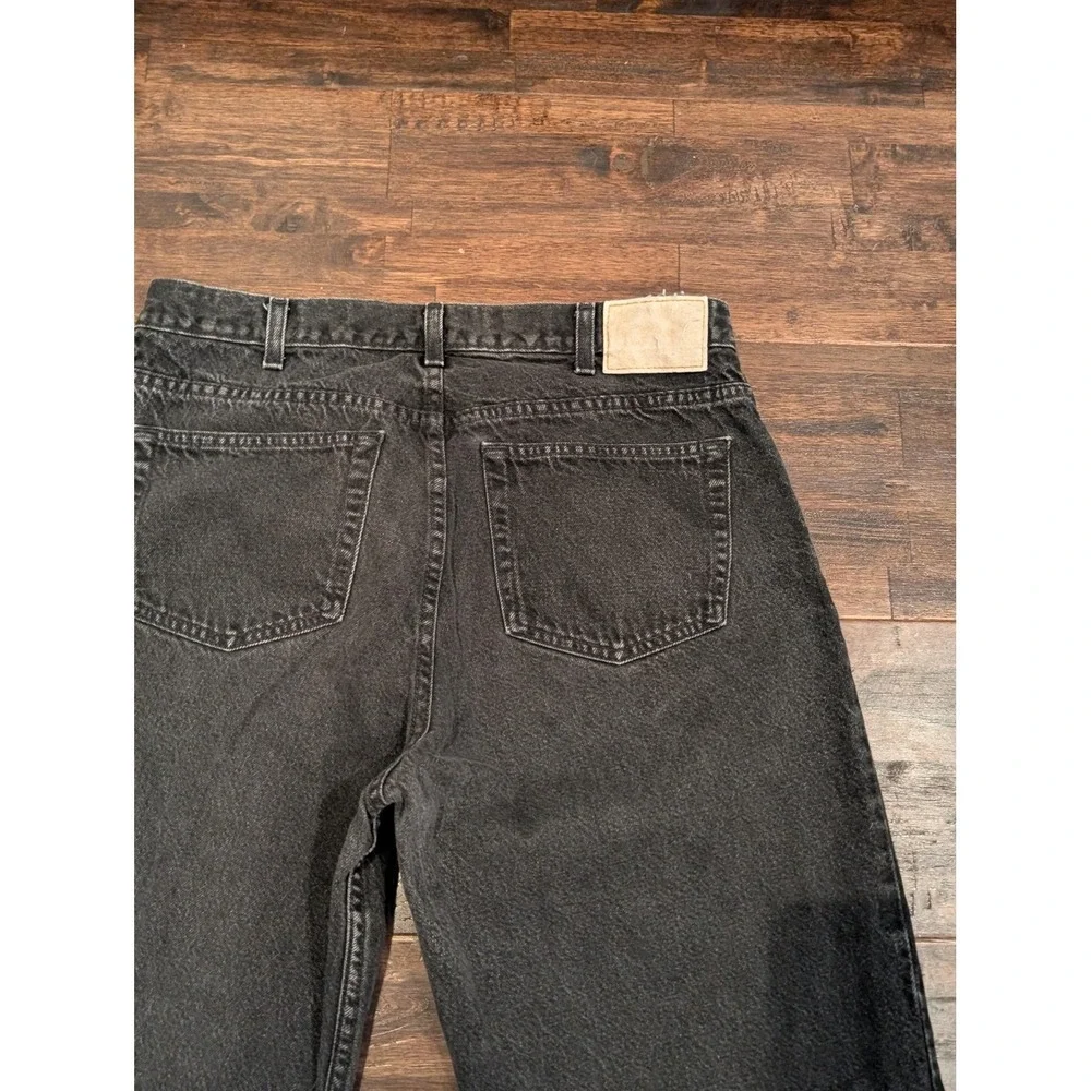 Vintage Black Denim Jeans Mens 33x32 Black Straight Leg Zip Fly‎ Made in USA 90s